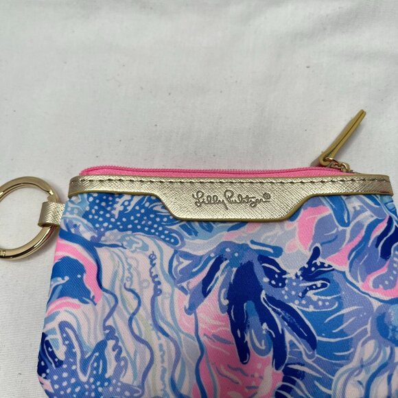 Lilly Pulitzer Keychain Coin Purse Wallet With ID Window 4"X5" preppy tropical - Picture 4 of 7